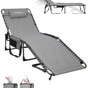 מיטת שיזוף מתקפלת KingCamp Magnolia B40 בצבע אפור - פתוחה במצב שכיבה