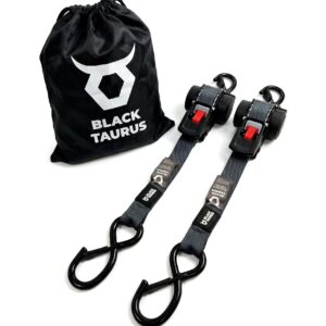 זוג ראצ'טים נגללים Black Taurus Retract 750 ברוחב 25 מ"מ עם תיק אחסון